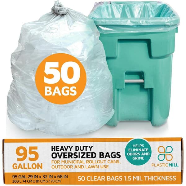 61 in. W x 68 in. H 95 Gal. 1.5 mil Clear Trash Bags (50-Count)