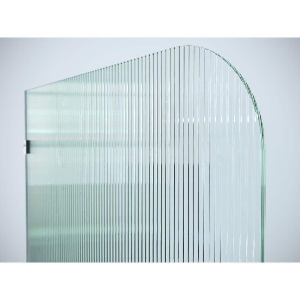 Aurora 78" Fluted Frosted Glass Frameless Shower Door with Chrome Finish