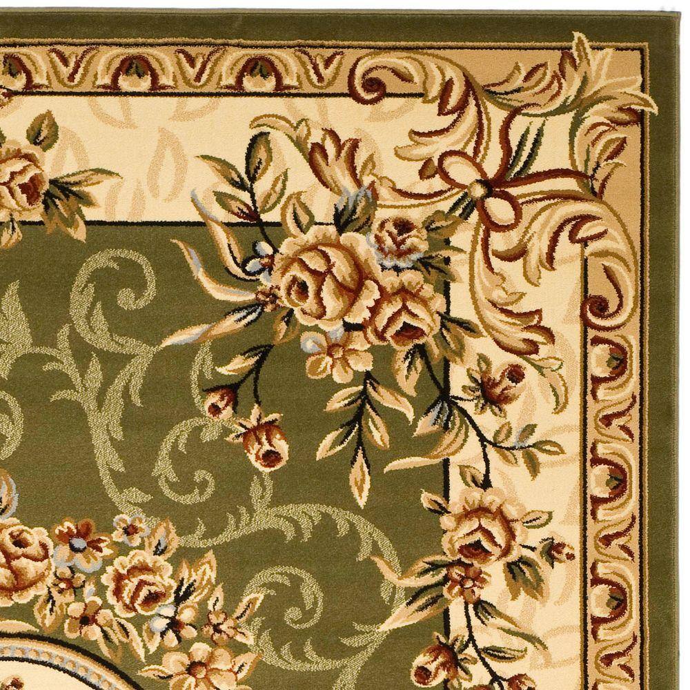 Sage and Ivory Floral Synthetic Rectangular Area Rug, 8' x 11'