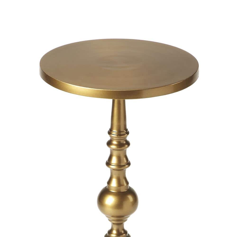 Millender Round Antique Gold Aluminum Pedestal End Table