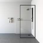 Meridian 34 in. W x 74 in. H Fixed Framed Shower Door in Matte Black with Clear Glass