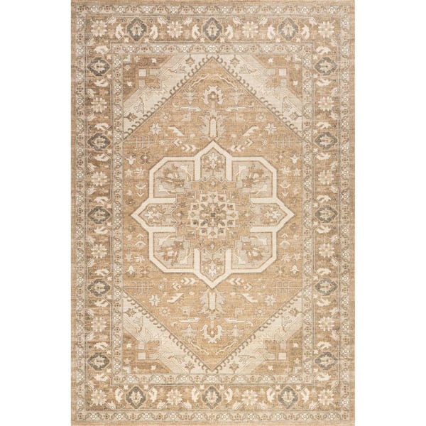 RUGS USA Evermore Medallion Wool and Cotton Brown 9 ft. x 12 ft. Indoor/Outdoor Patio Rug