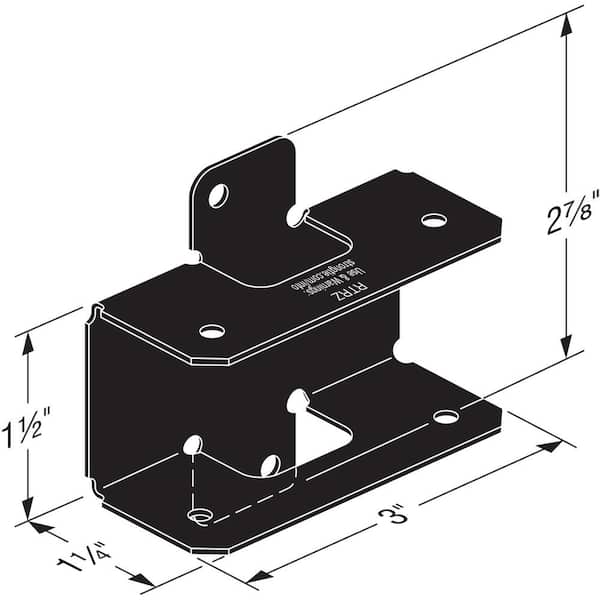 Simpson Strong-Tie 2.875-in x 3-in Rigid Tie Zmax Galvanized with Black Powder Coat Steel Rail Bracket
