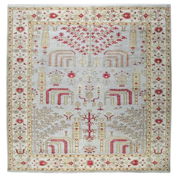 Contemporary Light Blue 8 ft. x 10 ft. Hand-Knotted Wool Floral Area Rug