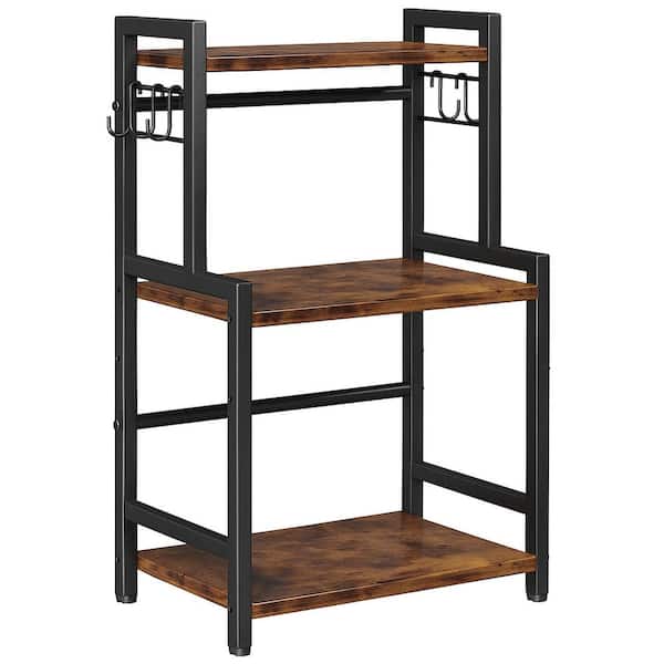 16.53-in W x 11.02-in D x 27.55-in H 3-Tier Brown Assembled Kitchen Spice Rack Organizer w/ Adjustable Shelves and Hooks