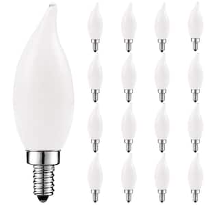 60-Watt Equivalent B11 Dimmable LED Light Bulbs Torpedo Flame Tip Glass 2700K Warm White (16-Pack)