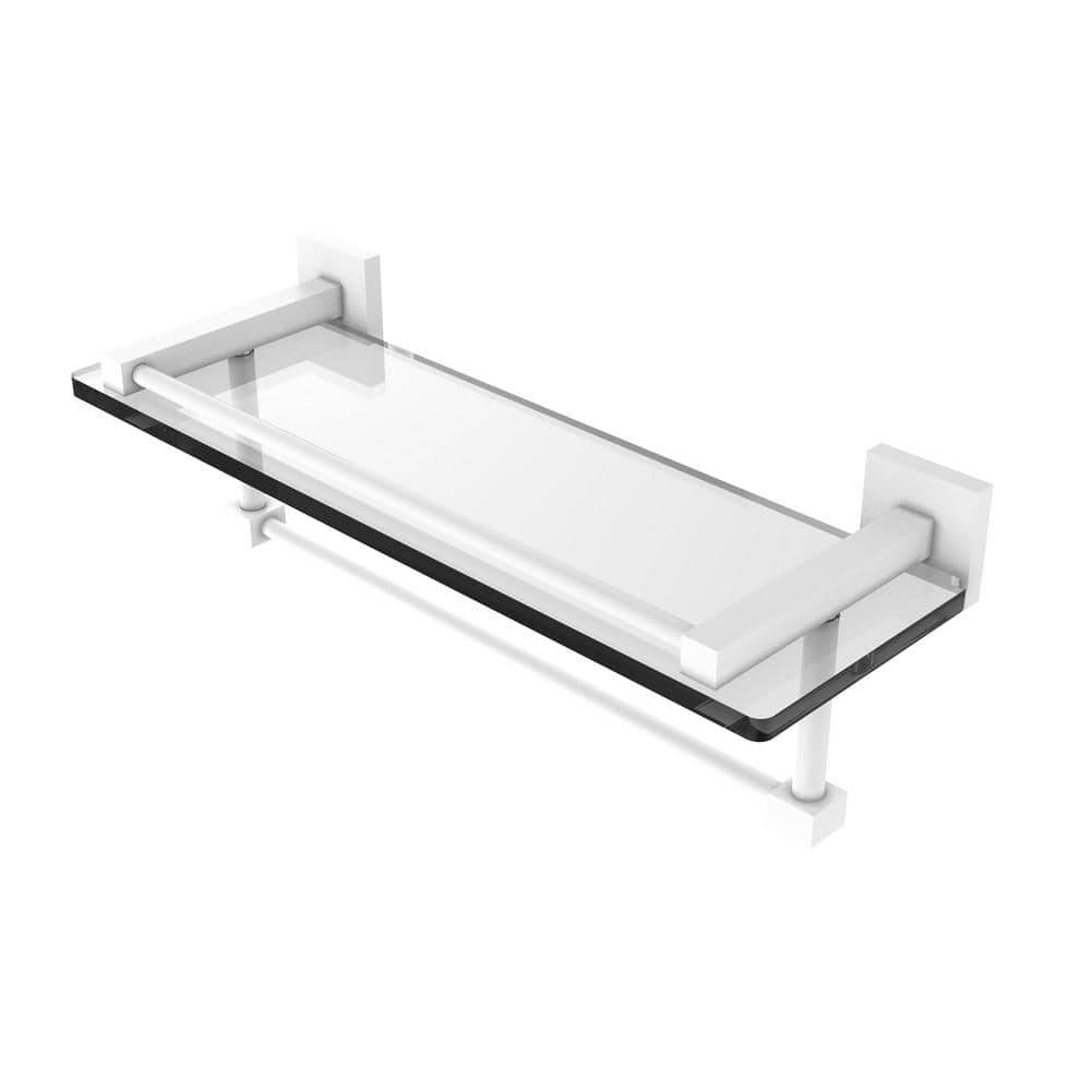 Allied Brass Montero Collection 16 in. Gallery Glass Shelf with Towel Bar  in Matte White MT-1-16TB-GAL-WHM The Home Depot