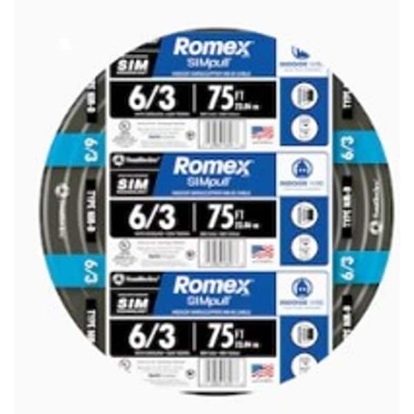 Southwire 75 ft. 6/3 Stranded Romex SIMpull CU NM-B W/G Wire