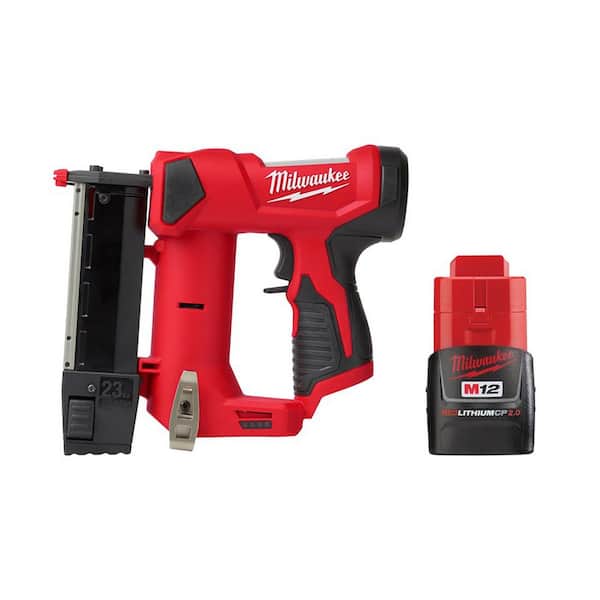 Milwaukee M12 12-Volt 23-Gauge Lithium-Ion Cordless Pin Nailer with  M12 2.0 Ah Battery