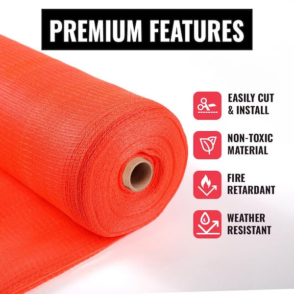 SEALTECH Orange-5 ft. X 200 ft. Debris Netting Rolls - Fire Retardant,1/4 in. Mesh Roll