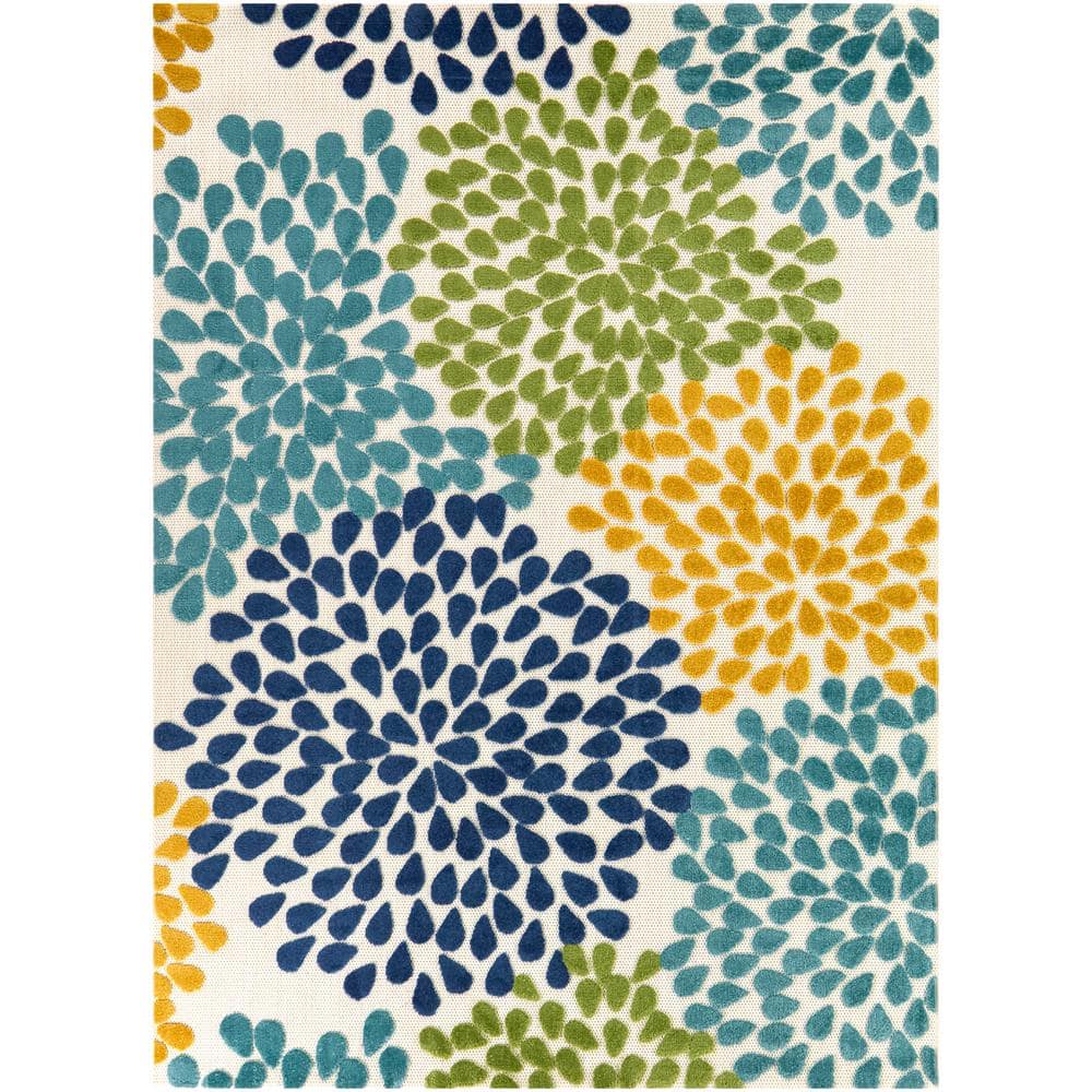 Park Pointe Blue 8 ft. x 10 ft. Blue Color Burst Indoor/Outdoor Area Rug price history on PriceWatchPro