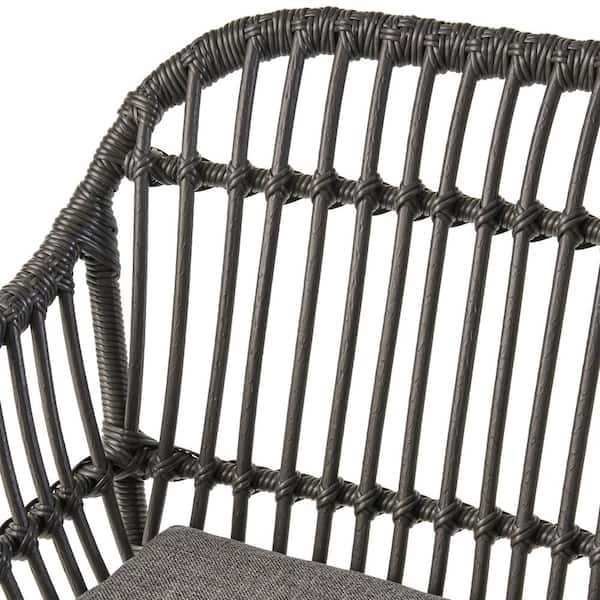 Henning Grey And Dark Grey Faux Rattan Woven Chairs Set Of 2 67274 The Home Depot