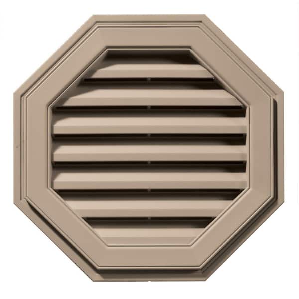 Builders Edge 22 in. x 22 in. Octagon Brown/Tan Plastic Weather Resistant Gable Louver Vent