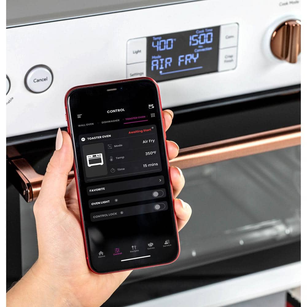 Café Matte White Air Fryer Toaster Oven with Copper Accents