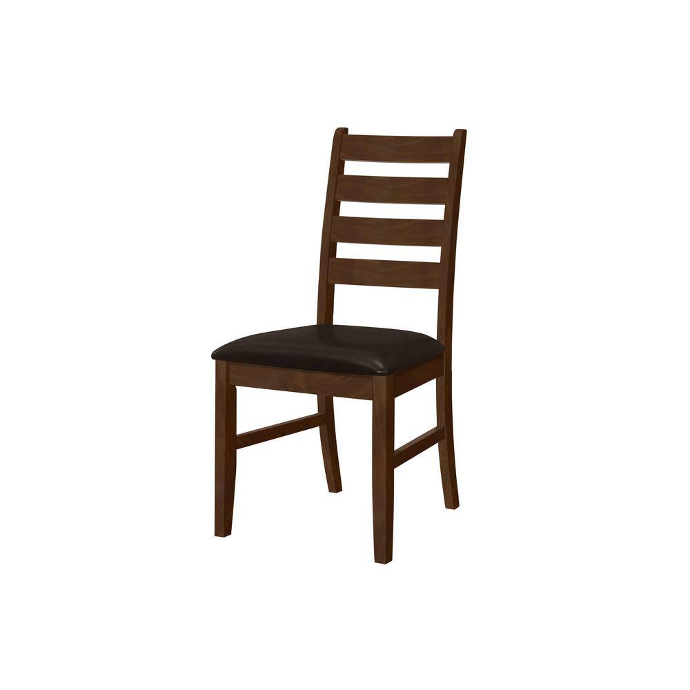 Brown Faux Leather Upholstered Ladderback Side Chair Set