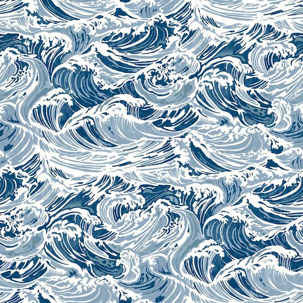 Crashing Waves Blue Peel and Stick Wallpaper