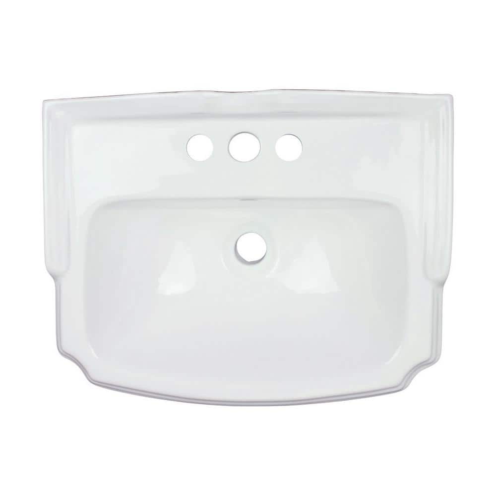 Gloss White Ceramic Wall-Mount Bathroom Sink with Overflow