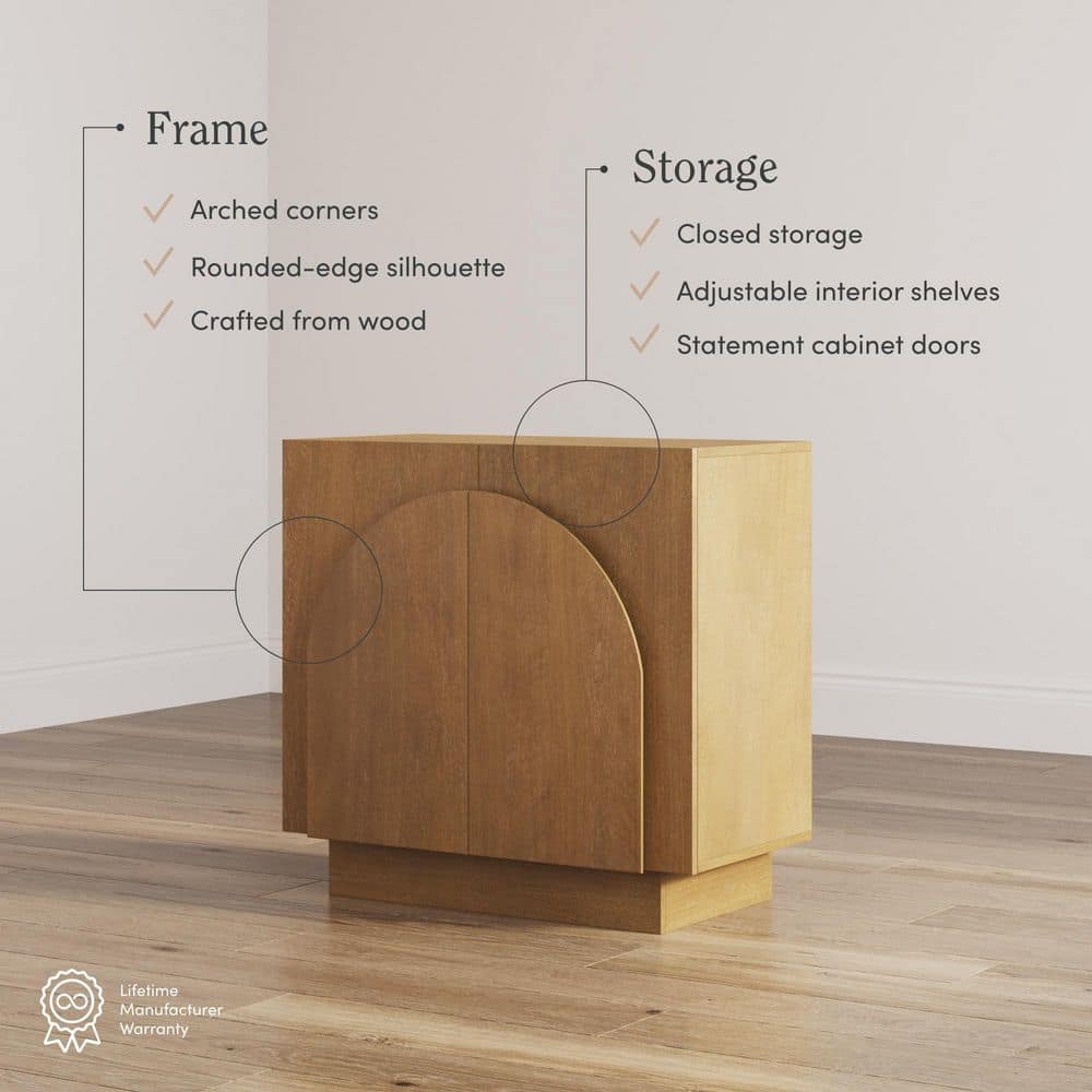 Iris Light Brown Wood Storage Cabinet Set with Arched Doors