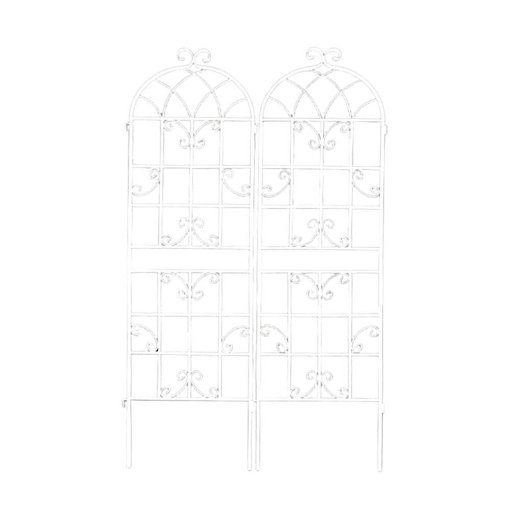 Ivory Grace 71 in. Iron Lattice Trellis for Climbing Plants-Delicate Garden Elegance with Rust-Resistant Finish price history on PriceWatchPro