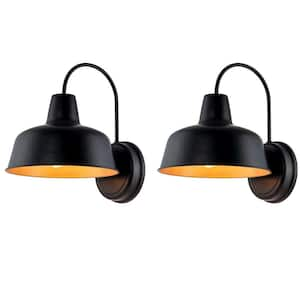 1-Light Industrial Style Metal Matte Black Wall Sconce (2-Pack)