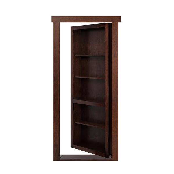 The Murphy Door 30 in. x 80 in. Flush Mount Assembled Maple Dark Stained Universal Solid Core Interior Bookcase Door