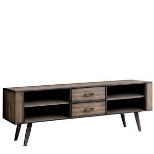 Vilhelm II 72 in. Gray TV Stand with 2-Storage Drawers Fits TV's up to 75 in. with 4-Open Shelves