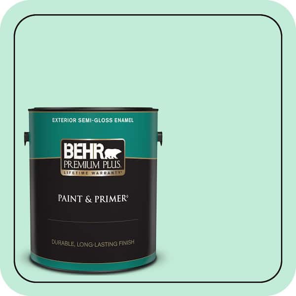 BEHR PREMIUM PLUS 1 gal. #470A-2 Seafoam Pearl Semi-Gloss Enamel Exterior Paint & Primer