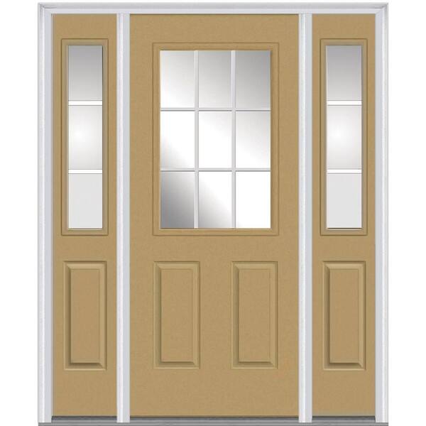 MMI Door 60 in. x 80 in. Internal Grilles Right-Hand Inswing 1/2-Lite Clear Painted Steel Prehung Front Door with Sidelites