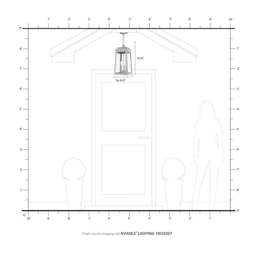 Oslo Brushed Nickel 3-Light Indoor/Outdoor Pendant with Clear Glass