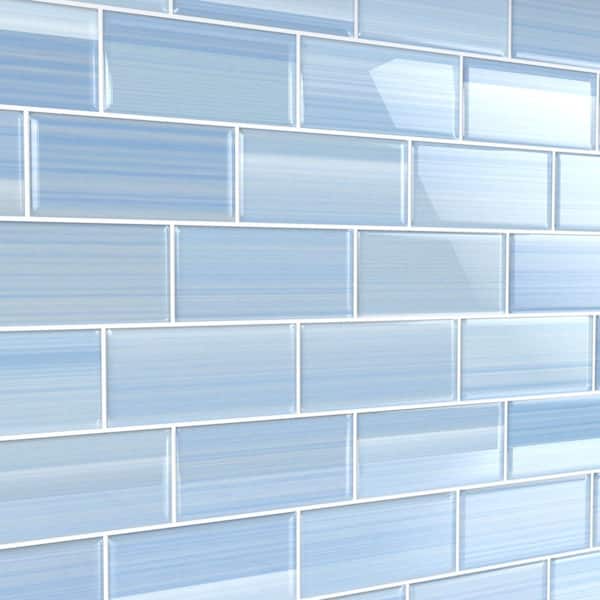 Bodesi Big Blue 3 In X 6 Glass, Home Depot Kitchen Backsplash Glass Tile