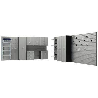 9-Piece Composite Wall Mounted Garage Storage System in Silver (336 in. W x 72 in. H x 17 in. D)