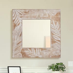 32 in. W x 32 in. H Square Farmhouse Framed Wall Bathroom Vanity Mirror