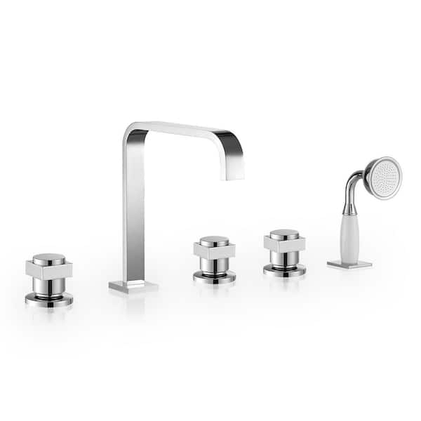 Altair Vikran 3-Handle Deck-Mount Roman Tub Faucet with Hand Shower in Polished Chrome