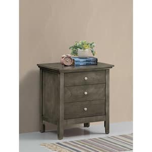 Hammond 3-Drawer Gray Nightstand (26 in. H x 24 in. W x 18 in. D)