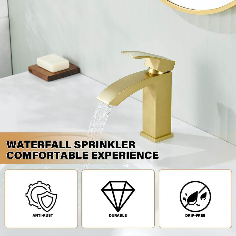 Brushed Gold Single-Handle Bathroom Faucet