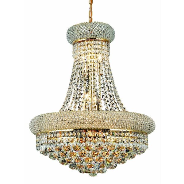 Elegant Lighting 14-Light Gold Wall Sconce with Clear Crystal