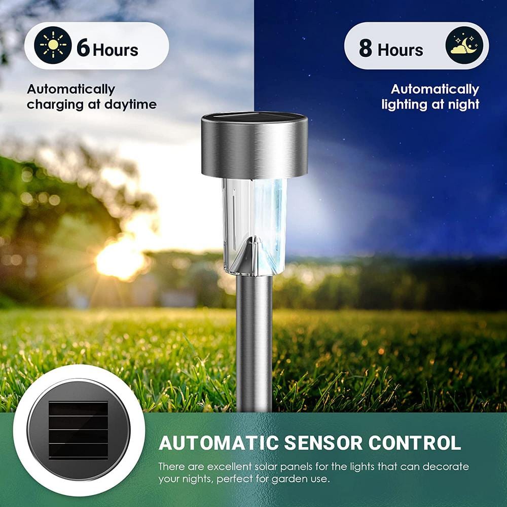 16 Pack Stainless Steel Solar Pathway Lights for Outdoor Use
