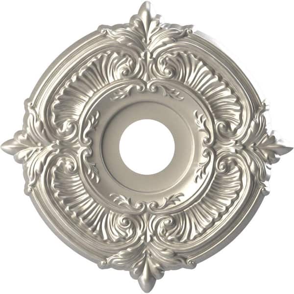 Ekena Millwork 16" OD x 3-1/2" ID x 1" P Attica Thermoformed PVC Ceiling Medallion (Fits Canopies up to 5-5/8") in Bright Coat Aluminum