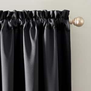 Alna Theater Grade Coal Polyester 52 in. W x 63 in. L Rod Pocket 100% Blackout Curtain (Single Panel)
