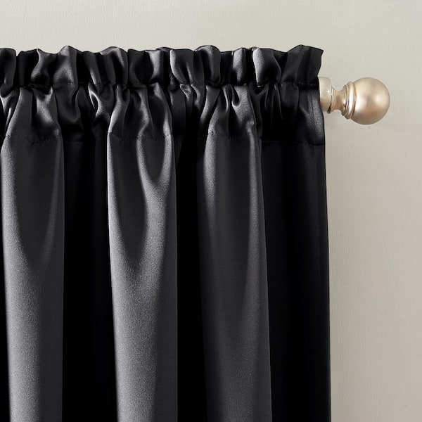 Sun Zero Alna Theater Grade Coal Polyester 52 in. W x 95 in. L Rod