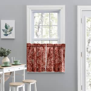 Brick Leaf Rod Pocket Room Darkening Curtain - 56 in. W x 24 in. L (Set of 2)