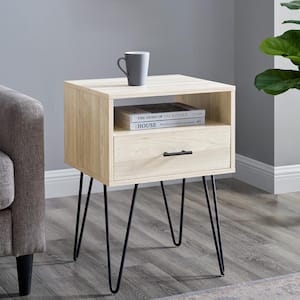 18 in. 1-Drawer Hairpin Side Table - Birch