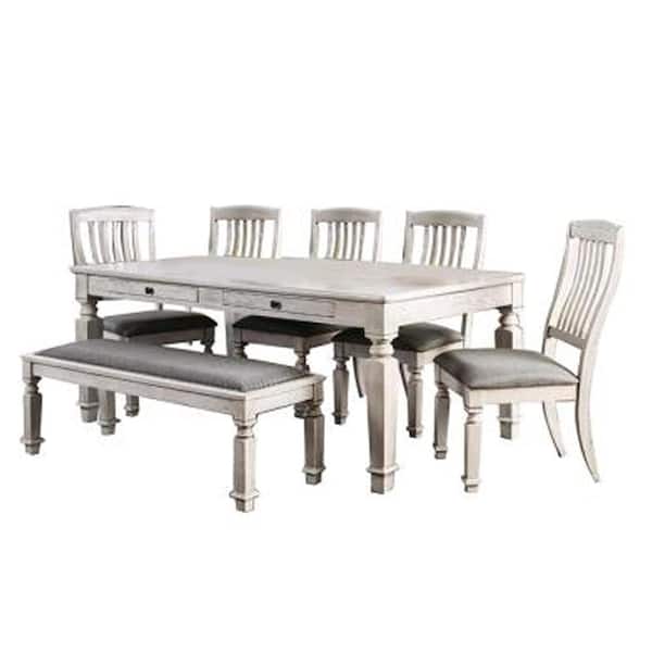 William's Home Furnishing Georgia Antique White Table Set