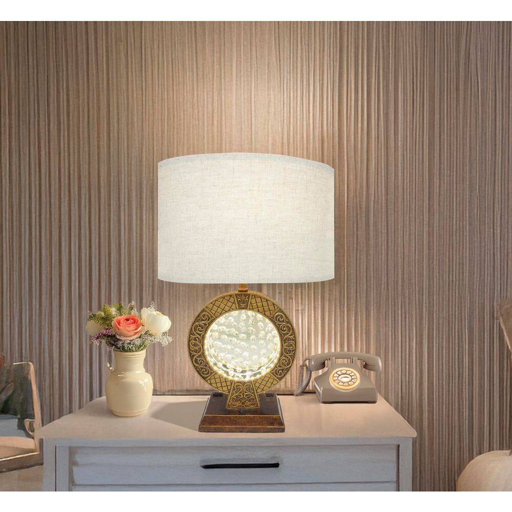 28 in. Antique brown polyresin Table Lamp With Floating Crystal Decor on Center price history on PriceWatchPro