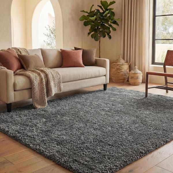August Shag Gray 8 ft. x 10 ft. Solid Area Rug