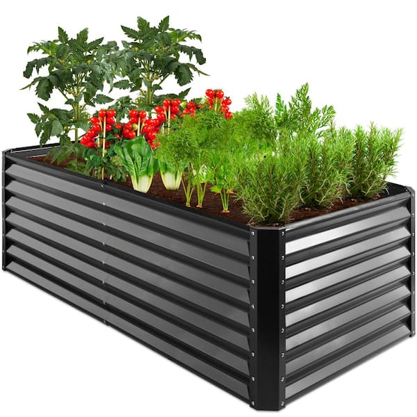 Best Choice Products 6 ft. x 3 ft. x 2 ft. Gray Outdoor Steel Raised Garden Bed Planter Box for Vegetables, Flowers, Herbs