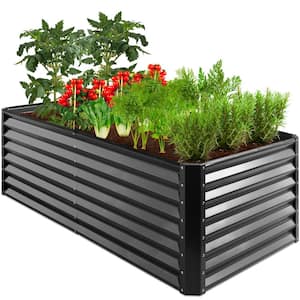 6 ft. x 3 ft. x 2 ft. Gray Outdoor Steel Raised Garden Bed Planter Box for Vegetables, Flowers, Herbs