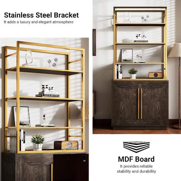 Clihome 15.75-in W x 79-in H Mdf Brown Freestanding Utility Storage Cabinet