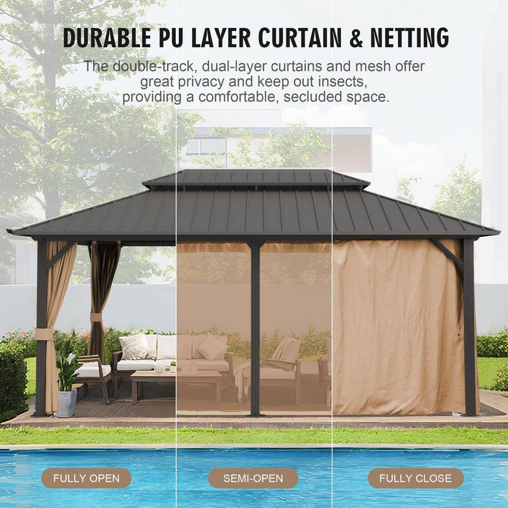 EAGLE PEAK 12x18 Brown Aluminum Frame Gazebo with Double Roof