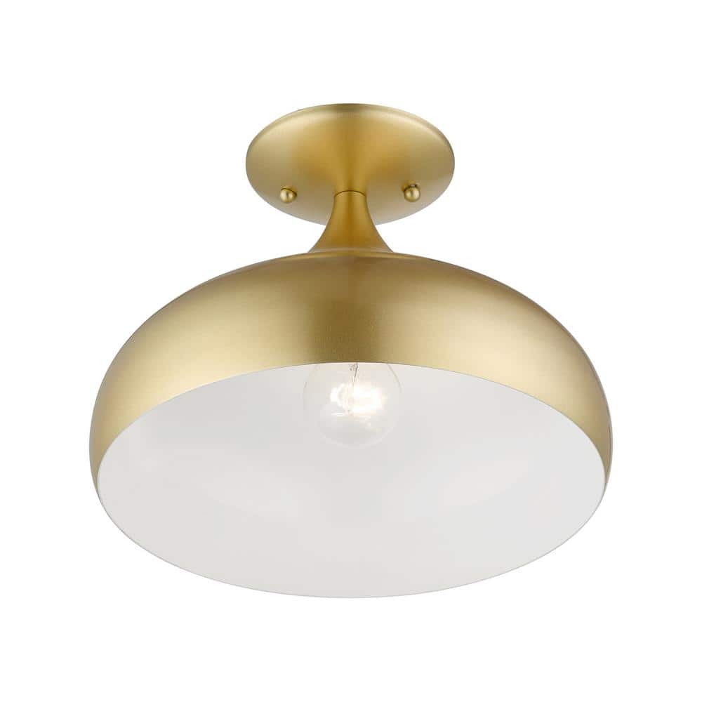 Amador Soft Gold Teardrop Flush Mount with Shiny White Interior